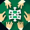 Icono de dos piezas de puzzle encajando, representando entorno colaborativo